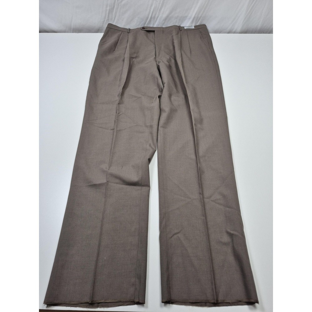 Asher Dress Pants Mens 44x36 Brown Wool Pleated Straight Super 100s Chateau NWT